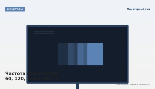 Игровой монитор с динамичной сценой и быстрым интерфейсом в тёмном кабинете