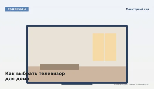 Большой телевизор в уютной гостиной с тёплым интерьерным светом